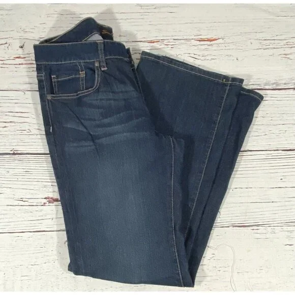Seven7 Jeans Womens Size 10 Mid Rise Flare Dark Wash Blue Denim Hippie Festival - Picture 6 of 13